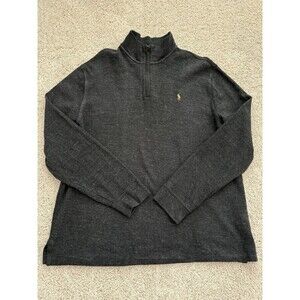 Polo Ralph Lauren Men’s XL Estate Rib 1/4 Zip Charcoal Sweater Flesh Pony Casual